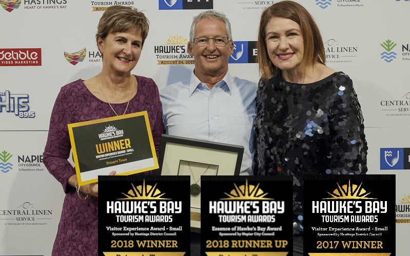 Prinsys Tours Win Hawkes Bay Tourism Award 2017 & 2018
