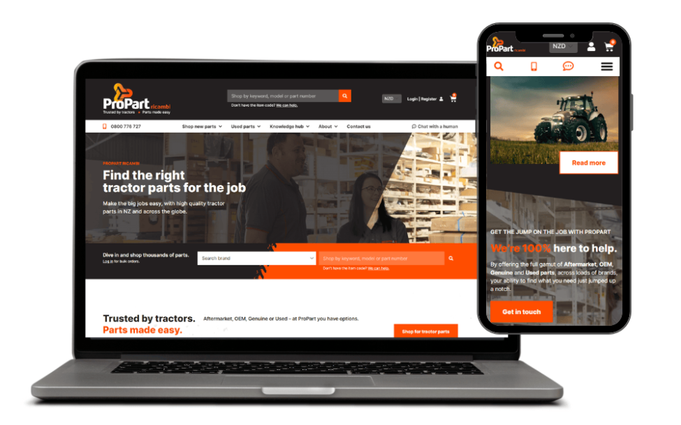 A screenshot of the ProPart website